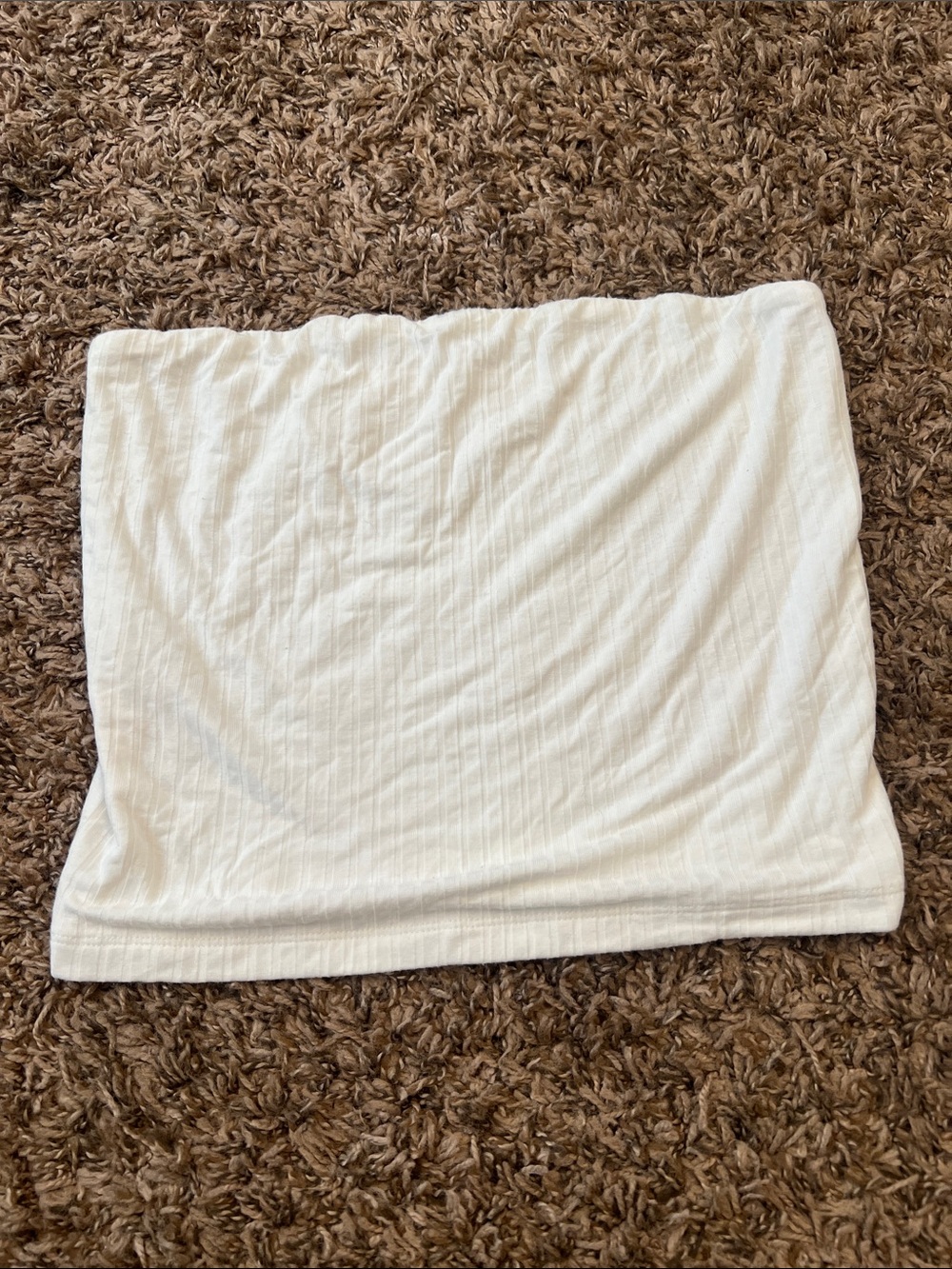 American Eagle Outfitters White Ribbed Strapless Crop Top